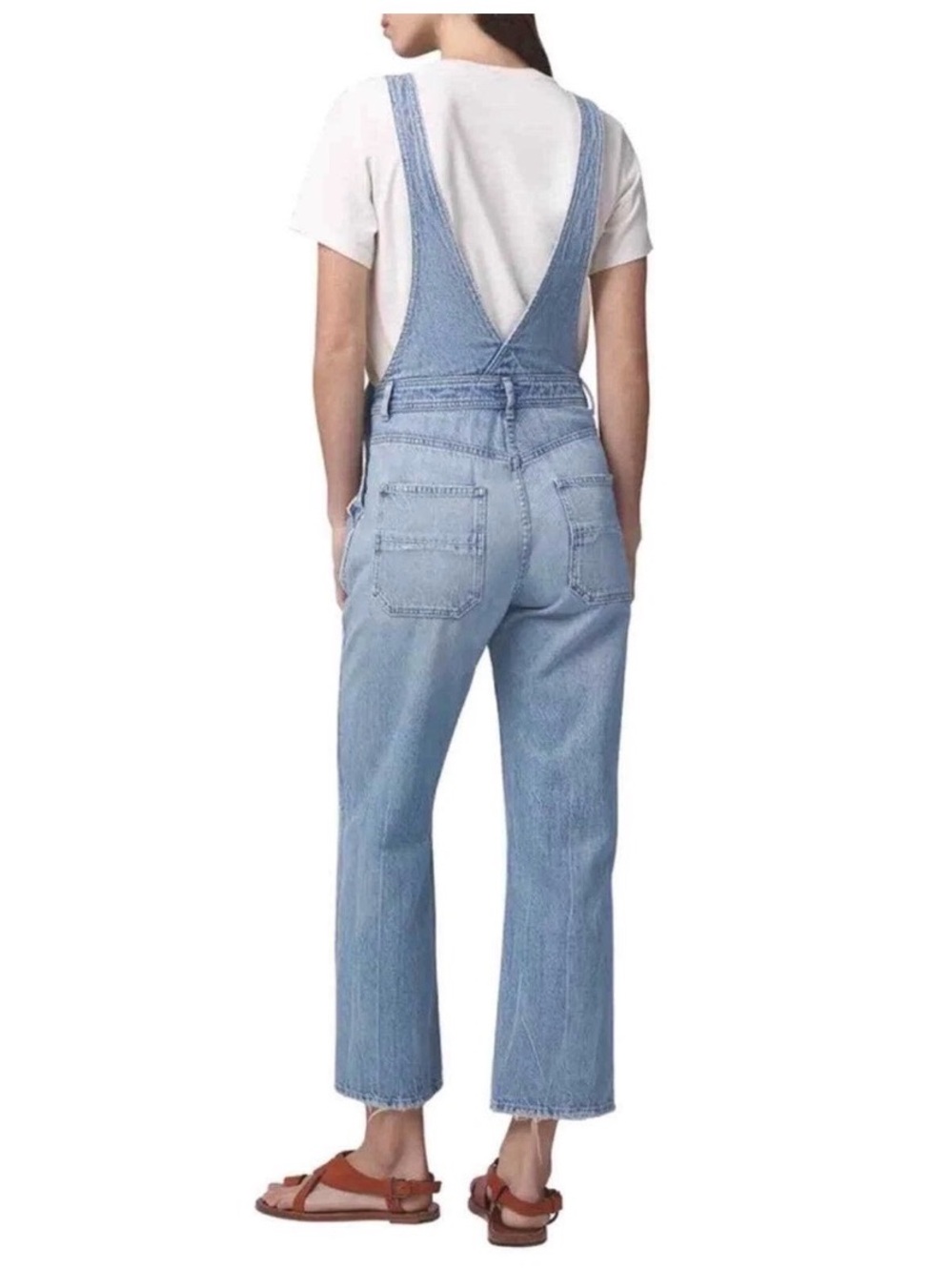 Anthropologie citizens of humanity jamie cropped Light Blue Denim Overalls NWT - Picture 2 of 12